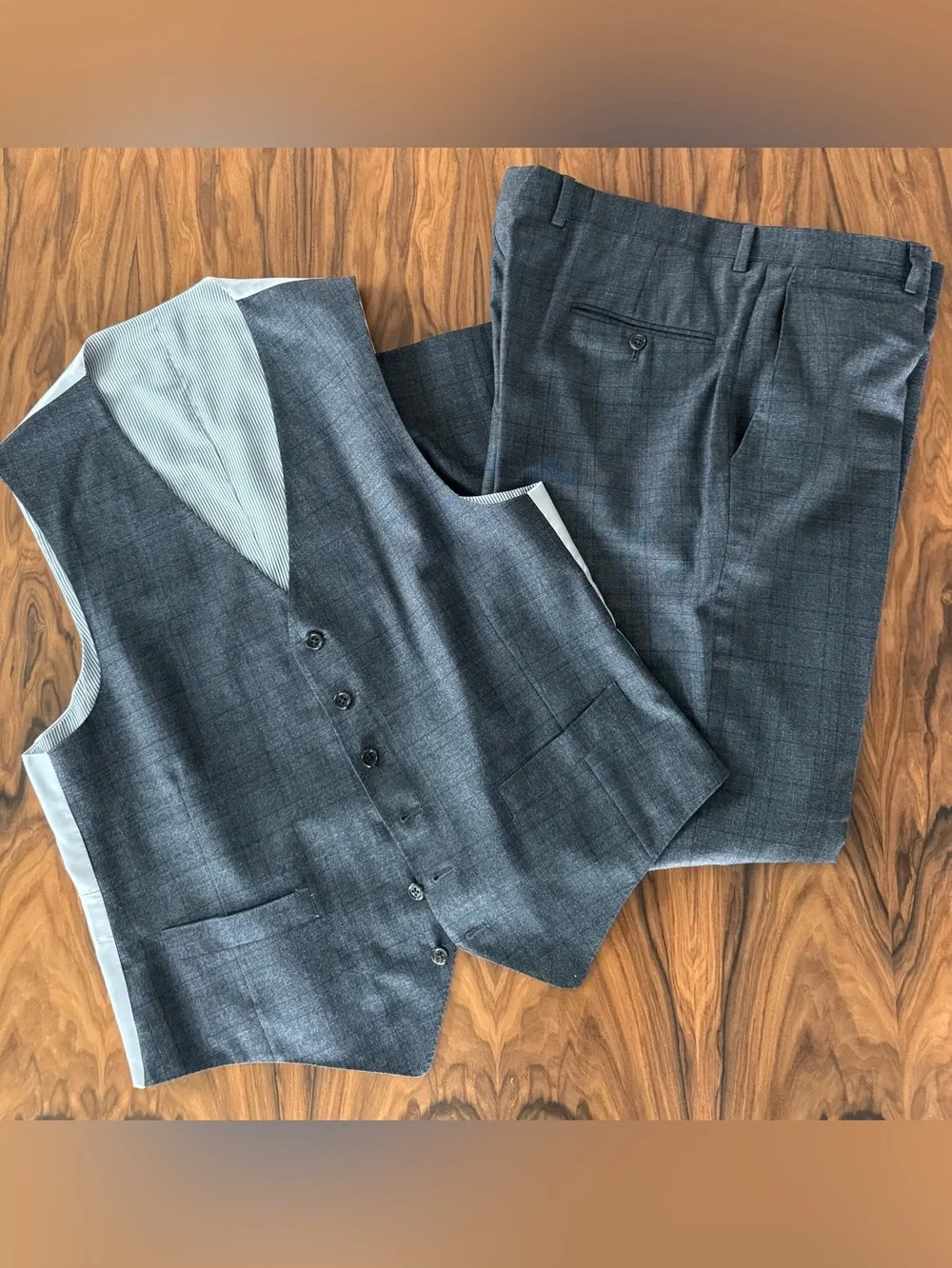 Todd Snyder Mayfair Fit 3 Piece Wool Plaid Suit Gray 42R Made in USA